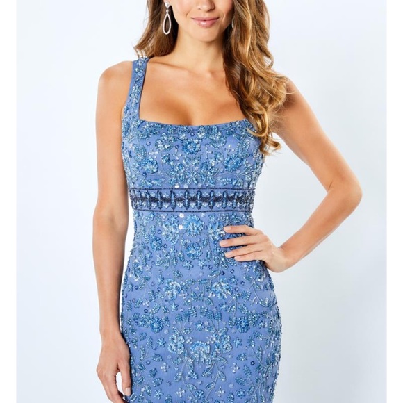 La Valletta by Mon Cheri Sheath Style Gown - Medium - Blue Slate - Picture 4 of 5